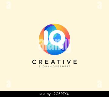 IQ initial logo With Colorful Circle template Stock Vector