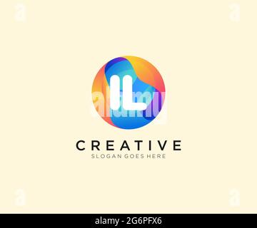IL initial logo With Colorful Circle template Stock Vector