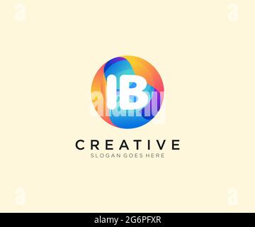 IB initial logo With Colorful Circle template Stock Vector