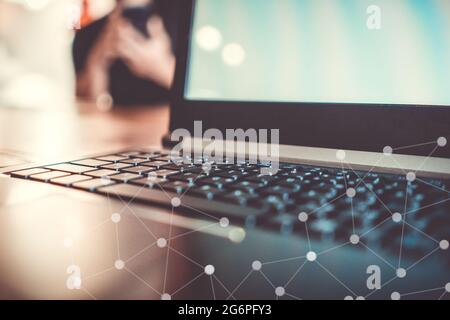 Technology devices laptop to work or study do connect communication business concept. Stock Photo