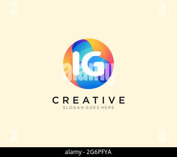 IG initial logo With Colorful Circle template Stock Vector