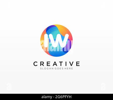 IW initial logo With Colorful Circle template Stock Vector