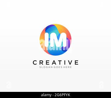 IM initial logo With Colorful Circle template Stock Vector