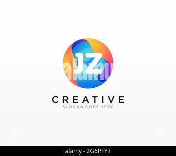 JZ initial logo With Colorful Circle template Stock Vector