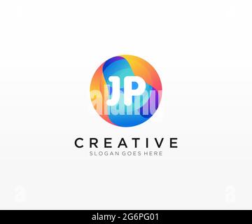 JP initial logo With Colorful Circle template Stock Vector