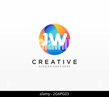 JW initial logo With Colorful Circle template Stock Vector