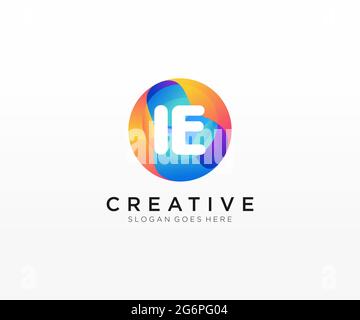 IE initial logo With Colorful Circle template Stock Vector