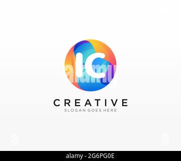 IC initial logo With Colorful Circle template Stock Vector