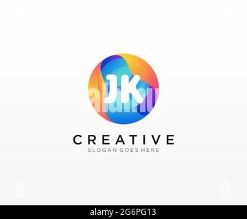 JK initial logo With Colorful Circle template Stock Vector