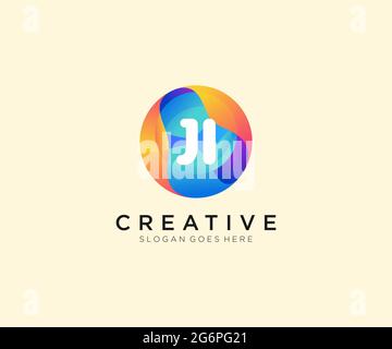 JI initial logo With Colorful Circle template Stock Vector