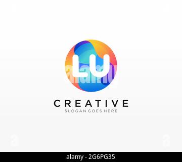 LU initial logo With Colorful Circle template Stock Vector