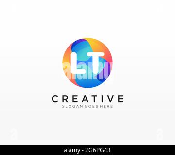 LT initial logo With Colorful Circle template Stock Vector