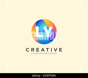 LY initial logo With Colorful Circle template Stock Vector