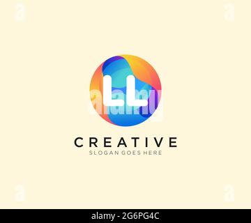 LL initial logo With Colorful Circle template Stock Vector