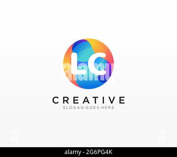 LC initial logo With Colorful Circle template Stock Vector