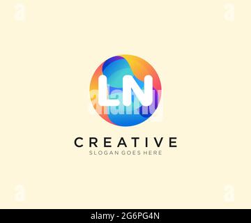 LN initial logo With Colorful Circle template Stock Vector