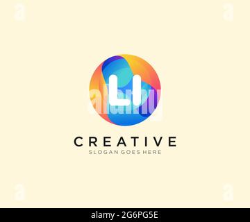 LI initial logo With Colorful Circle template Stock Vector