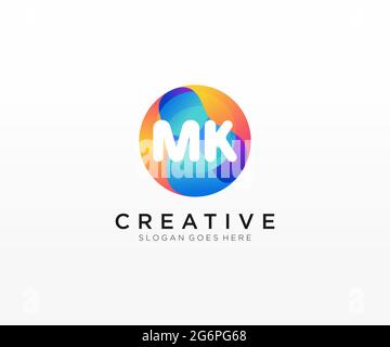 MK initial logo With Colorful Circle template Stock Vector