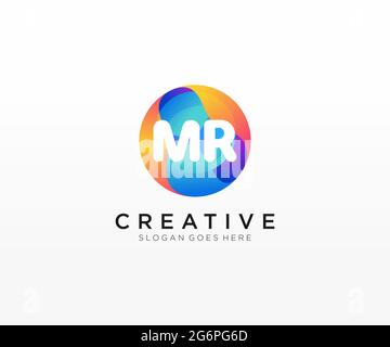 MR initial logo With Colorful Circle template Stock Vector
