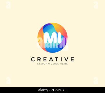 MI initial logo With Colorful Circle template Stock Vector