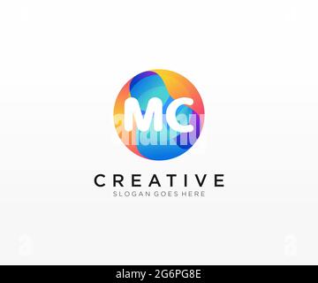 MC initial logo With Colorful Circle template Stock Vector