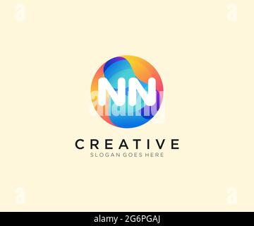 NN initial logo With Colorful Circle template Stock Vector