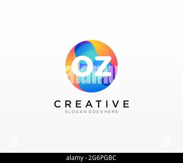 OZ initial logo With Colorful Circle template Stock Vector