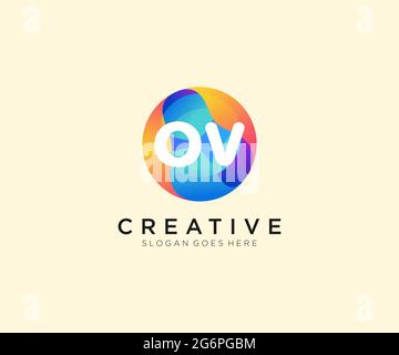 OV initial logo With Colorful Circle template Stock Vector