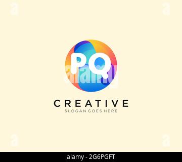 PQ initial logo With Colorful Circle template Stock Vector
