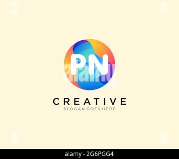 PN initial logo With Colorful Circle template Stock Vector