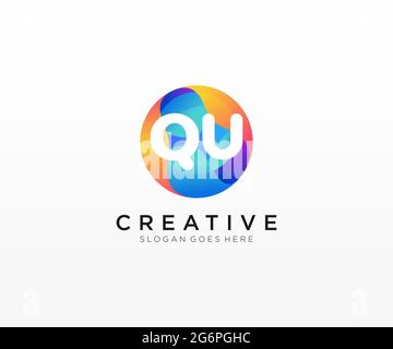 QU initial logo With Colorful Circle template Stock Vector