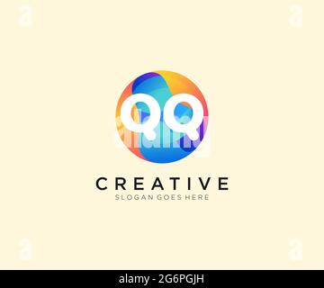 QQ initial logo With Colorful Circle template Stock Vector