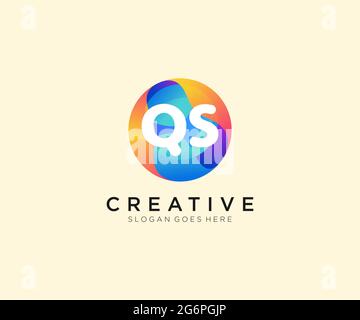 QS initial logo With Colorful Circle template Stock Vector