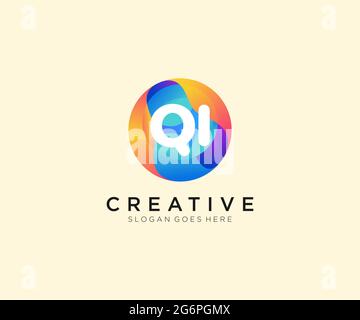 QI initial logo With Colorful Circle template Stock Vector