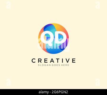 QD initial logo With Colorful Circle template Stock Vector