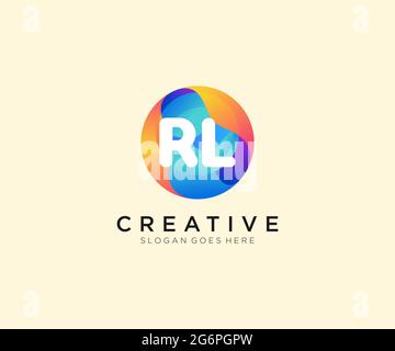 RL initial logo With Colorful Circle template Stock Vector