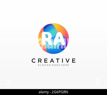 RA initial logo With Colorful Circle template Stock Vector