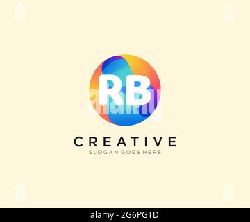 RB initial logo With Colorful Circle template Stock Vector