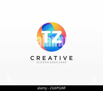TZ initial logo With Colorful Circle template Stock Vector