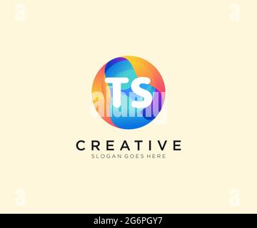 TS initial logo With Colorful Circle template Stock Vector