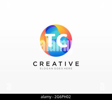 TC initial logo With Colorful Circle template Stock Vector