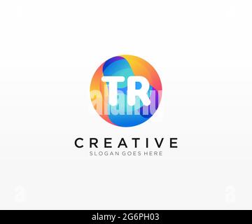 TR initial logo With Colorful Circle template Stock Vector