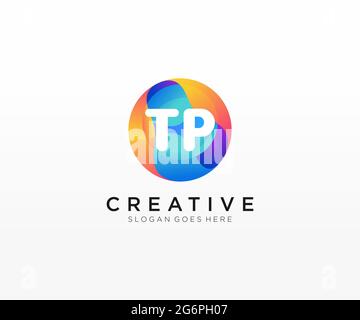 TP initial logo With Colorful Circle template Stock Vector