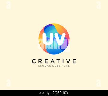 UV initial logo With Colorful Circle template Stock Vector