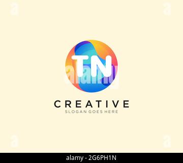 TN initial logo With Colorful Circle template Stock Vector