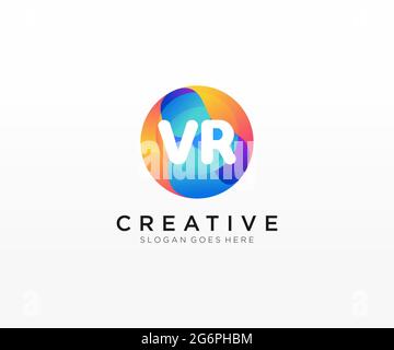 VR initial logo With Colorful Circle template Stock Vector