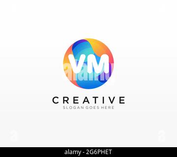 VM initial logo With Colorful Circle template Stock Vector