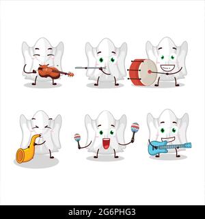 Cartoon character of ghost white playing some musical instruments. Vector illustration Stock Vector