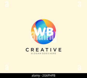 WB initial logo With Colorful Circle template Stock Vector