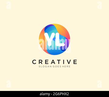 YL initial logo With Colorful Circle template Stock Vector